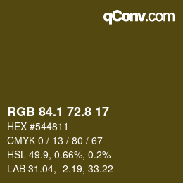 Color code: RGB 84.1 72.8 17 | qconv.com