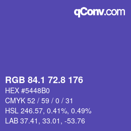 カラーコード: RGB 84.1 72.8 176 | qconv.com