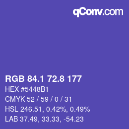 カラーコード: RGB 84.1 72.8 177 | qconv.com
