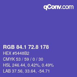 カラーコード: RGB 84.1 72.8 178 | qconv.com