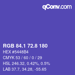 カラーコード: RGB 84.1 72.8 180 | qconv.com