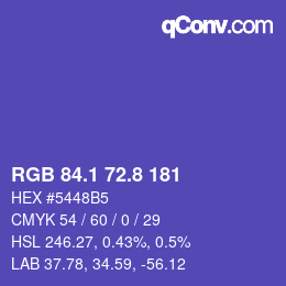 カラーコード: RGB 84.1 72.8 181 | qconv.com