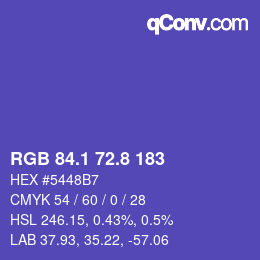 カラーコード: RGB 84.1 72.8 183 | qconv.com
