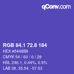 カラーコード: RGB 84.1 72.8 184 | qconv.com