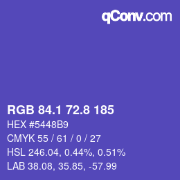 カラーコード: RGB 84.1 72.8 185 | qconv.com