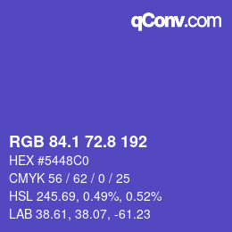 カラーコード: RGB 84.1 72.8 192 | qconv.com