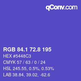 カラーコード: RGB 84.1 72.8 195 | qconv.com