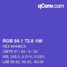 カラーコード: RGB 84.1 72.8 196 | qconv.com