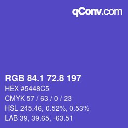 カラーコード: RGB 84.1 72.8 197 | qconv.com
