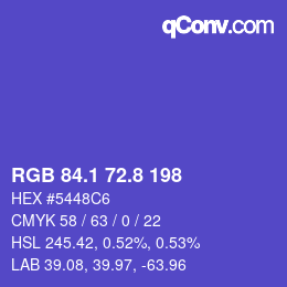カラーコード: RGB 84.1 72.8 198 | qconv.com