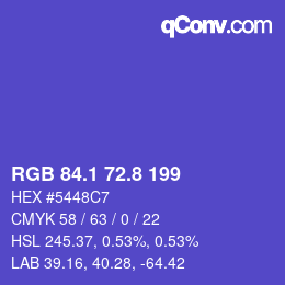 カラーコード: RGB 84.1 72.8 199 | qconv.com
