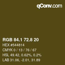 Color code: RGB 84.1 72.8 20 | qconv.com