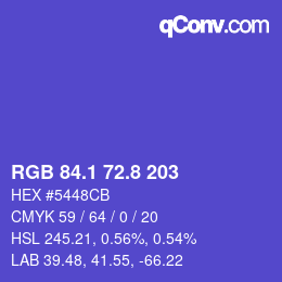 カラーコード: RGB 84.1 72.8 203 | qconv.com