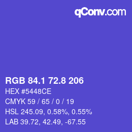 カラーコード: RGB 84.1 72.8 206 | qconv.com