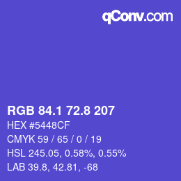 カラーコード: RGB 84.1 72.8 207 | qconv.com
