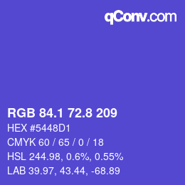 カラーコード: RGB 84.1 72.8 209 | qconv.com