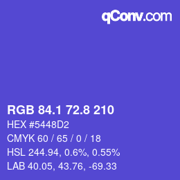 カラーコード: RGB 84.1 72.8 210 | qconv.com