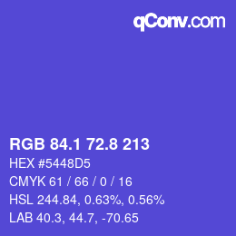 カラーコード: RGB 84.1 72.8 213 | qconv.com