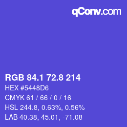 カラーコード: RGB 84.1 72.8 214 | qconv.com