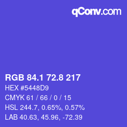 カラーコード: RGB 84.1 72.8 217 | qconv.com