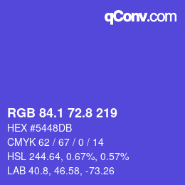 カラーコード: RGB 84.1 72.8 219 | qconv.com