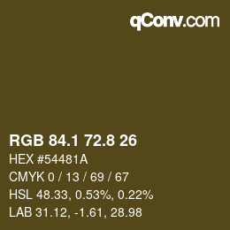 カラーコード: RGB 84.1 72.8 26 | qconv.com