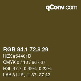カラーコード: RGB 84.1 72.8 29 | qconv.com