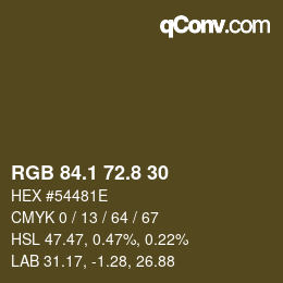 カラーコード: RGB 84.1 72.8 30 | qconv.com