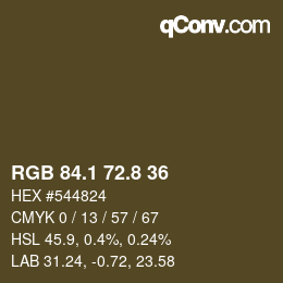 カラーコード: RGB 84.1 72.8 36 | qconv.com