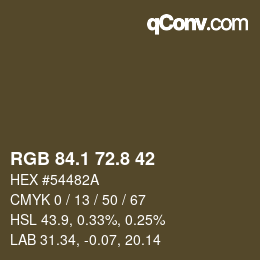 Color code: RGB 84.1 72.8 42 | qconv.com