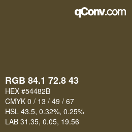 Color code: RGB 84.1 72.8 43 | qconv.com