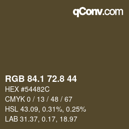 Color code: RGB 84.1 72.8 44 | qconv.com