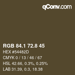 Color code: RGB 84.1 72.8 45 | qconv.com