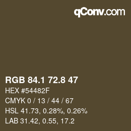Color code: RGB 84.1 72.8 47 | qconv.com