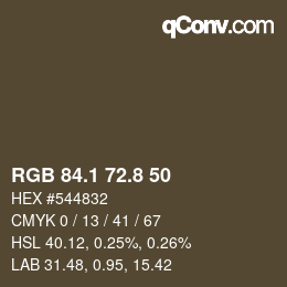 Color code: RGB 84.1 72.8 50 | qconv.com