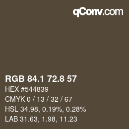 Color code: RGB 84.1 72.8 57 | qconv.com