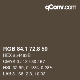 Color code: RGB 84.1 72.8 59 | qconv.com