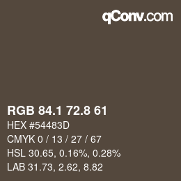 Color code: RGB 84.1 72.8 61 | qconv.com