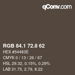 Color code: RGB 84.1 72.8 62 | qconv.com