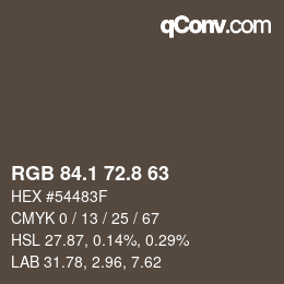 Color code: RGB 84.1 72.8 63 | qconv.com