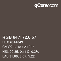 Color code: RGB 84.1 72.8 67 | qconv.com