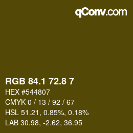 カラーコード: RGB 84.1 72.8 7 | qconv.com