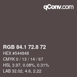Color code: RGB 84.1 72.8 72 | qconv.com