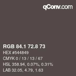 Color code: RGB 84.1 72.8 73 | qconv.com