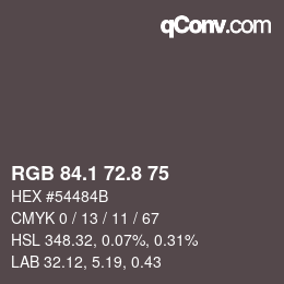 Color code: RGB 84.1 72.8 75 | qconv.com