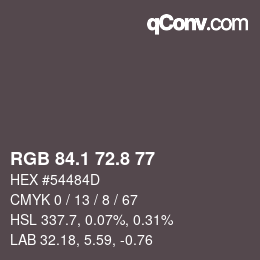 Color code: RGB 84.1 72.8 77 | qconv.com