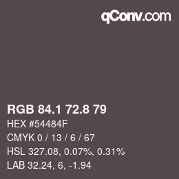 Color code: RGB 84.1 72.8 79 | qconv.com