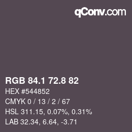 Color code: RGB 84.1 72.8 82 | qconv.com