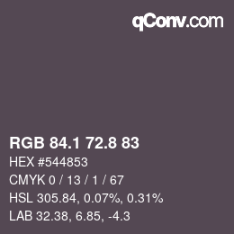 Código de color: RGB 84.1 72.8 83 | qconv.com