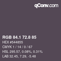 カラーコード: RGB 84.1 72.8 85 | qconv.com